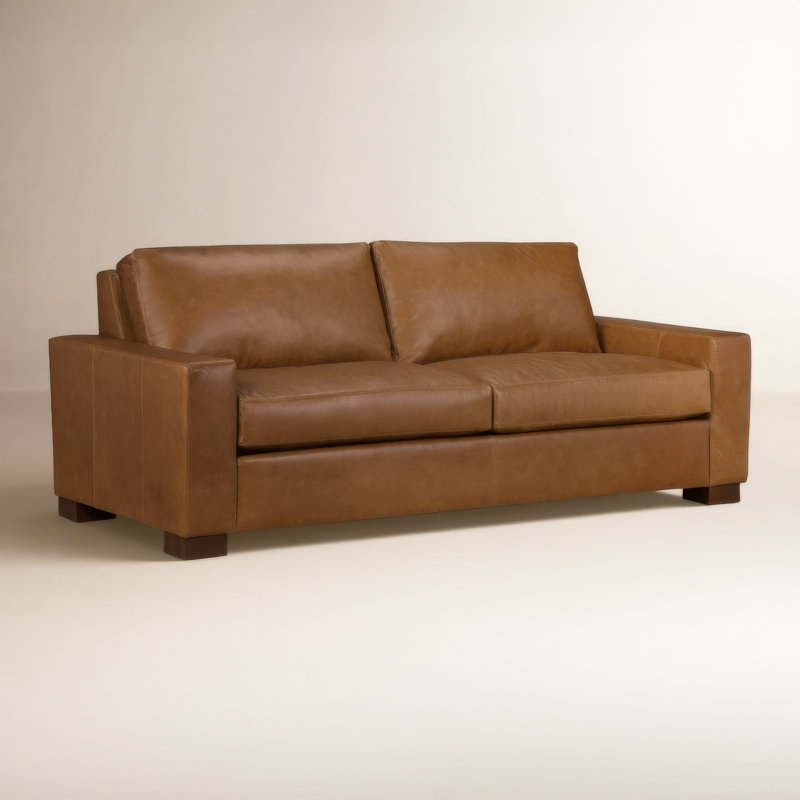 Jonie 91" Genuine Leather Sleeper Sofa, Bistro Saddle Genuine Leather