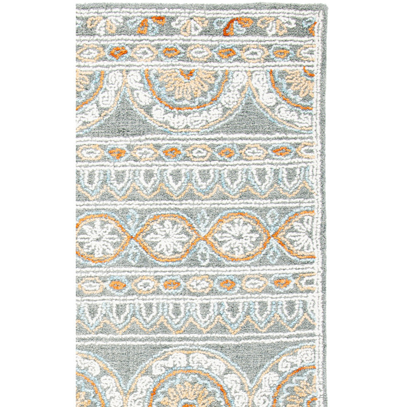 Tapis floral en laine / coton touffeté à la main Muhtar, Rectangle 2 pi x 3 pi