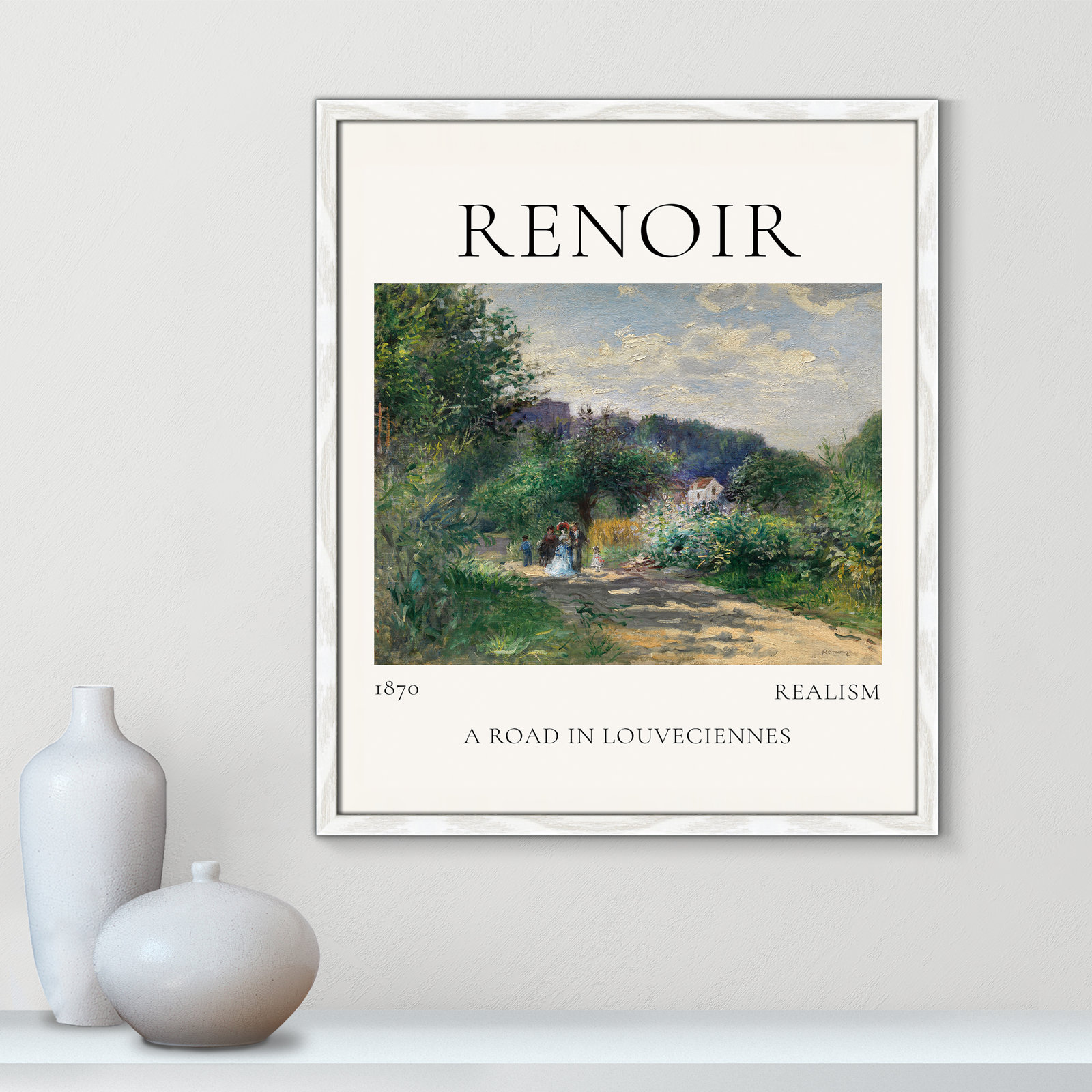Rocchetto "A Road in Louveciennes" Print, White Single Picture Frame, No, 25.5" H x 21.5" W x 0.75" D