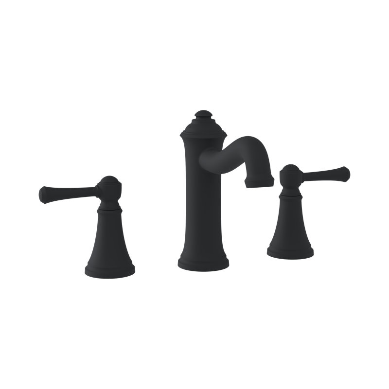 Braston Widespread Two-Handle Bathroom Faucet with Push Pop Drain Assembly, Matte Black