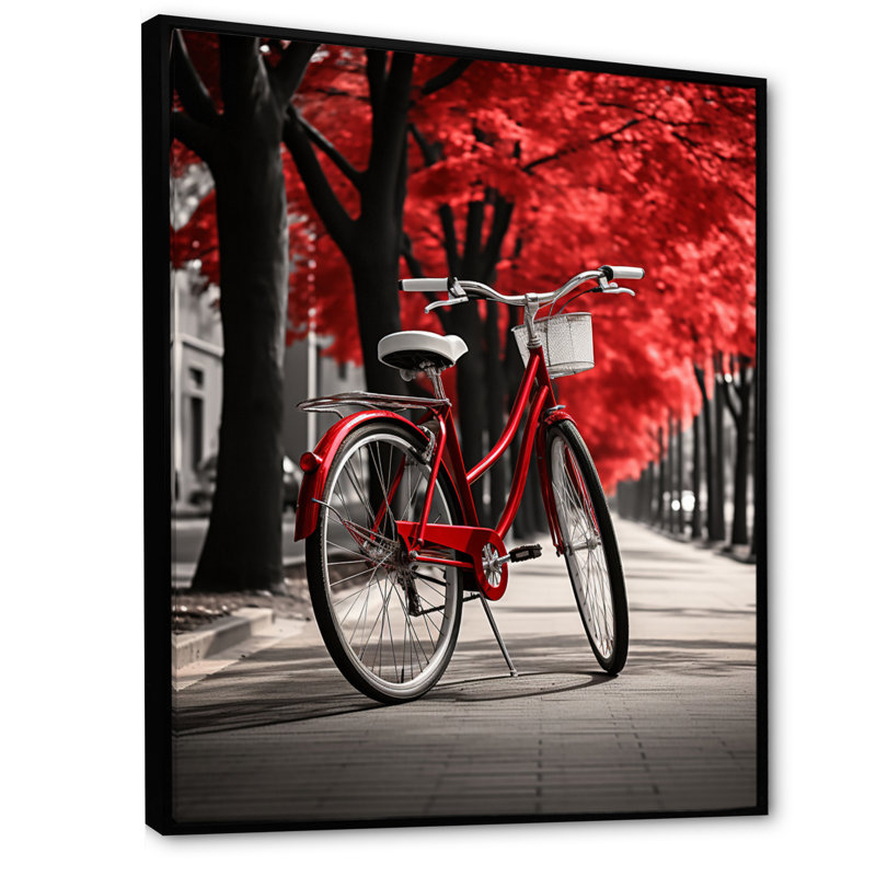 Lizzaicyclie bicyclette ivoire encadrée sur toile, H 32 po x l 16 po x P 1 po, Cadre flottant noir