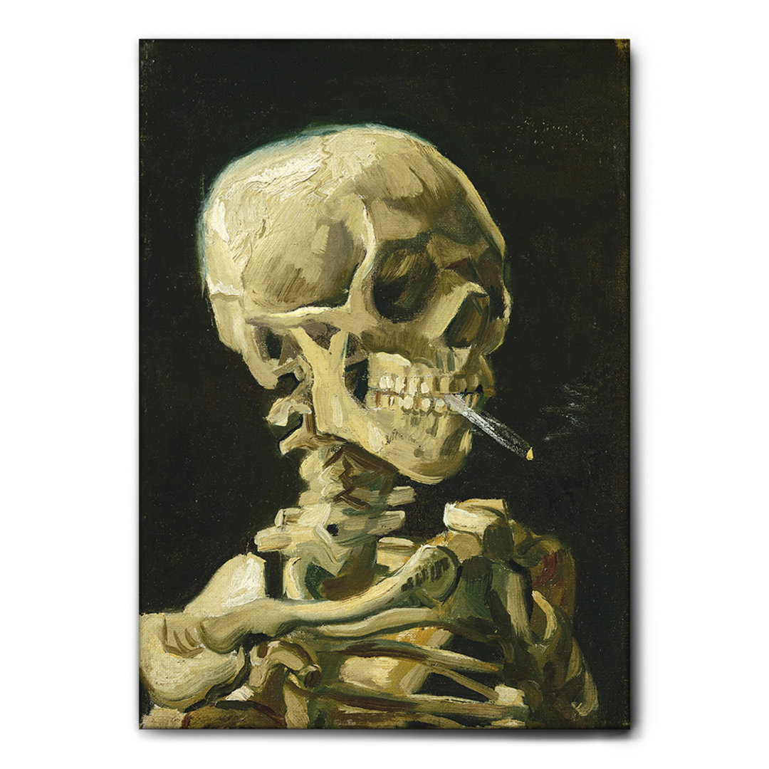 Leinwandbild Kopf eines Skeletts mit einer Zigarette von Vincent Van Gogh