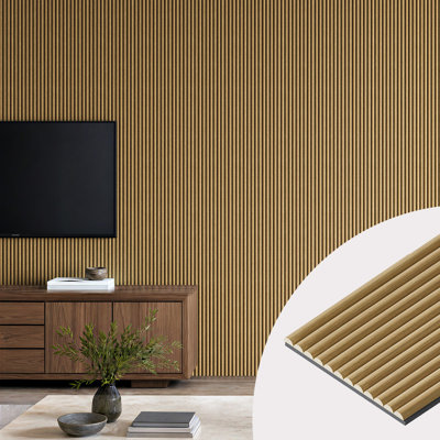 Fluted Acoustic Wall Panels - 6pcs x 94 in. x 5.9 in. 3D Semi-Circle Wood Shiplap Wall Paneling for Interior Accent Walls (total coverage 23.1 sq. ft./Set)