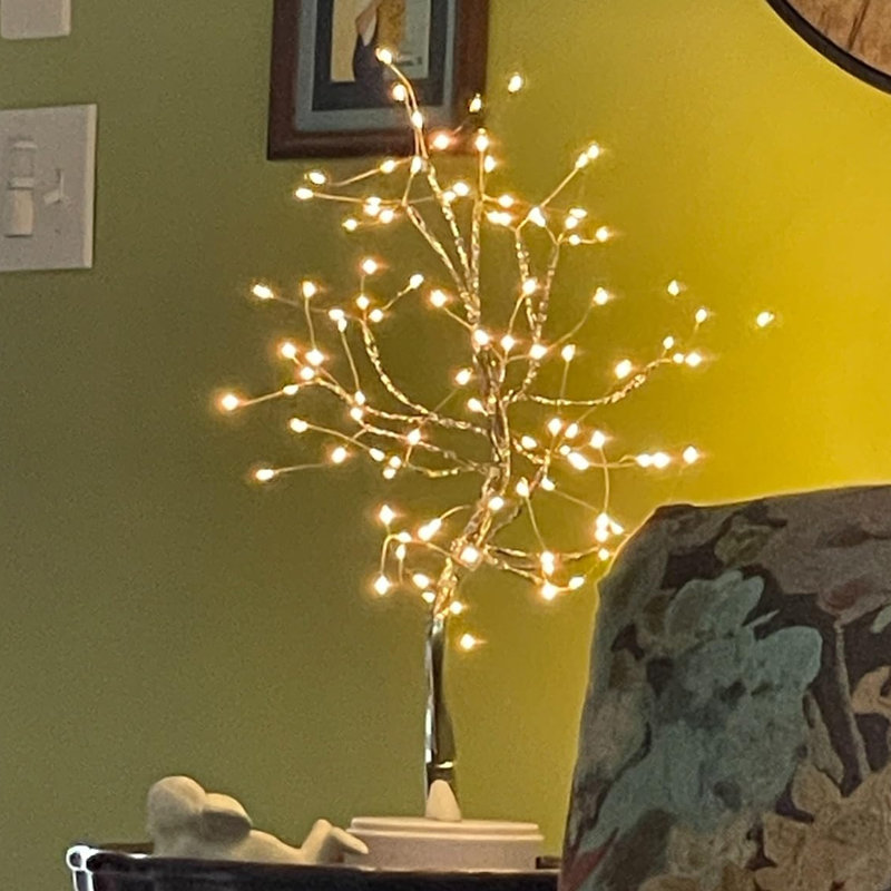20" Sparkly Tabletop Bonsai Tree Light 108 LED Warm White Fairy Light Spirit Tree, DIY Artificial Twinkling Tree Lamp for Bedroom Desktop Festivals Room Decor, USB or Battery Powered Lights