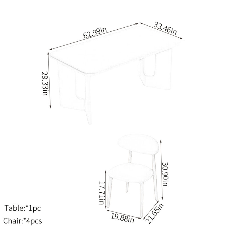 Ensembles de table de salle à manger White Rock Plate, H 29,33 po x L 62,99 po x l 33,46 po