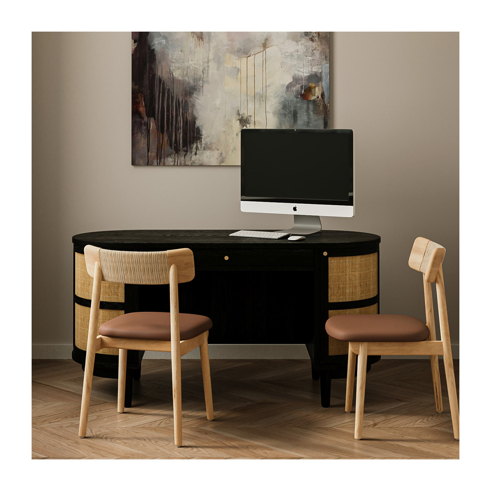 Sakina Leather Dining Chair, Brown, Natural