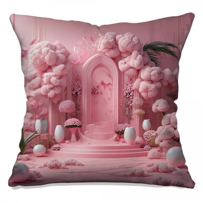 Pink Floral Archway Double Sided Throw Pillows