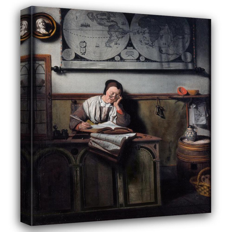 "The Keeper" par Nicolaes Maes - Art mural sur toile tendue avec châssis, H 24 po x l 17 po