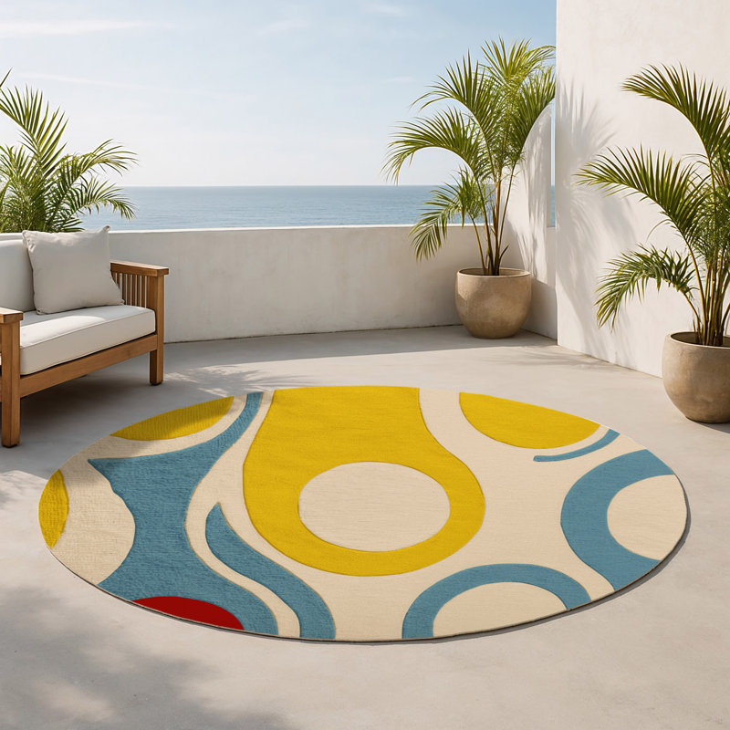 Tapis intérieur et extérieur Spunky Dash, Rond 5 pi