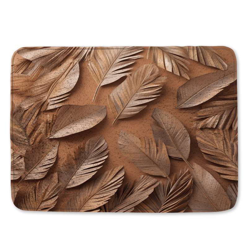 Tapis de bain bronze à feuilles de palmier, L 34 po x L 21 po