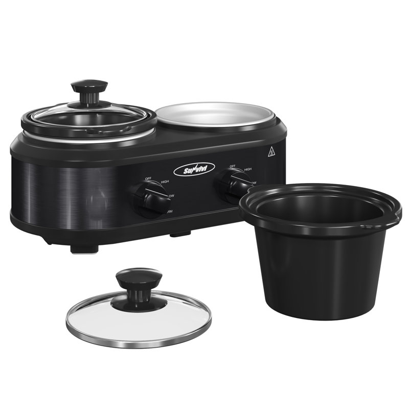 Sunvivi Dual Pot Slow Cooker, 2 x 1.25 Qt, Black