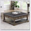 Table basse multifonctionnelle de style traditionnel avec rangement, repose-pieds en bois durable et similicuir pour le salon
