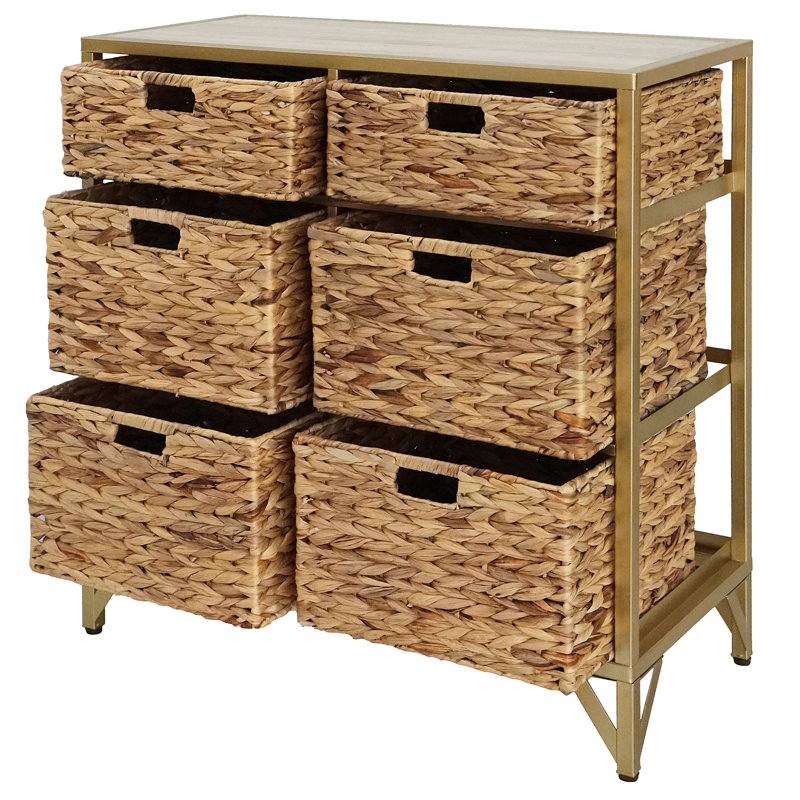 Commode décorative 6 tiroirs Pensacola, Naturel
