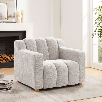 40Inch Boucle Fabric Upholstered Accent Chair by Ivy Bronx