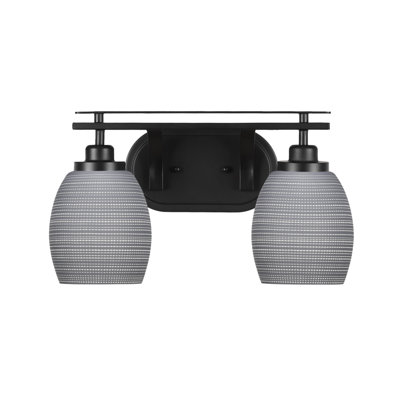 Barre d'éclairage de salle de bain 2 lumières Alirra avec verre matriciel de 5 po