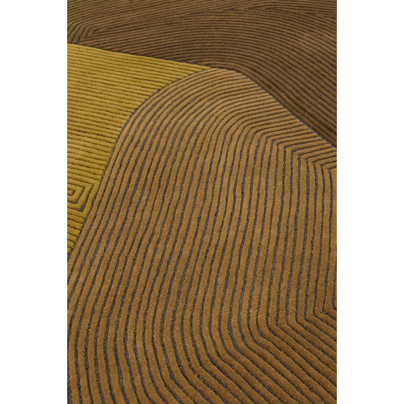 Tumulus Hand Tufted Wool Area Rug in Saffron/Yellow/Brown, Novelty 7'8" x 7'10"