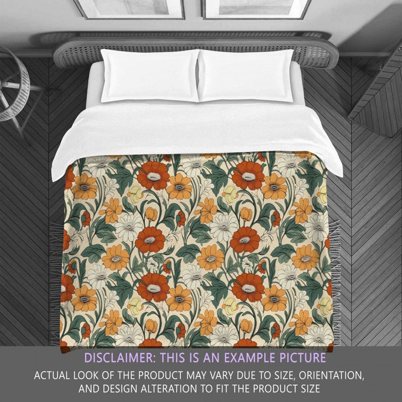 Édredon rétro à motif floral brûlé, Grand édredon