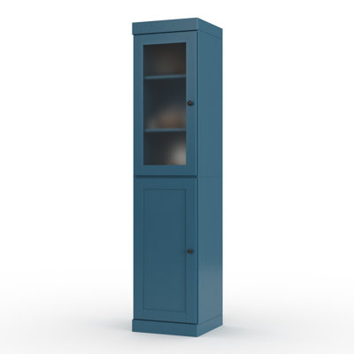 Armoire de cuisine 100% en bois massif, grand rangement modulaire autoportant avec portes en verre givré et shaker, tablettes réglables, l 16,5 po x H 71,5 po