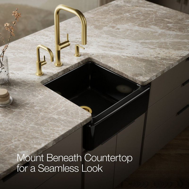 Whitehaven® Self-Trimming 23.5"L x 21.5625"W Farmhouse Kitchen Sink, Black