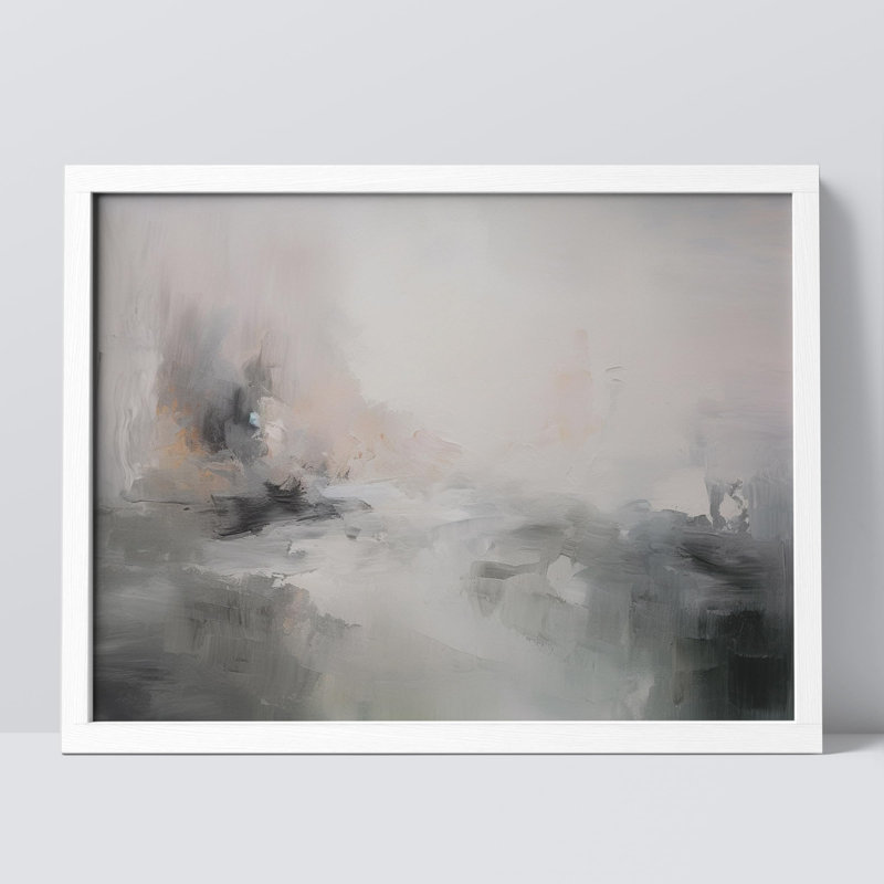«Ethereal Mist Abstract Neutral Tone» sur papier, Blanc, H 12 po x l 16 po