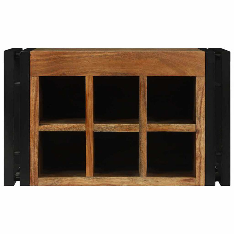 Solid Wood Open Shelving Wine Bottle Rack, Natural Oak