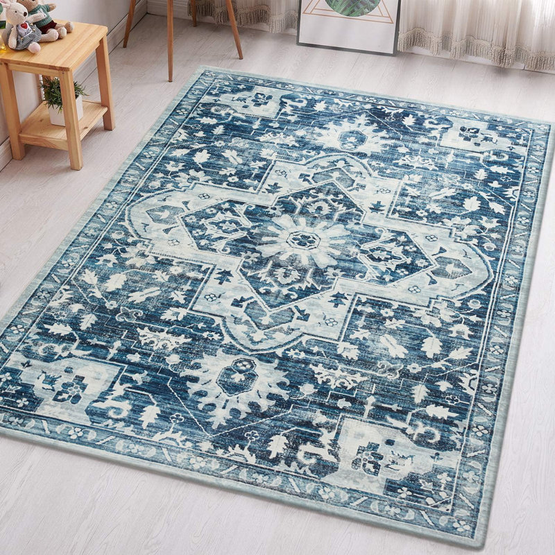 Aspire Homeware Blue Vintage Medallion Area Rug, Rectangle 120 x 170 cm