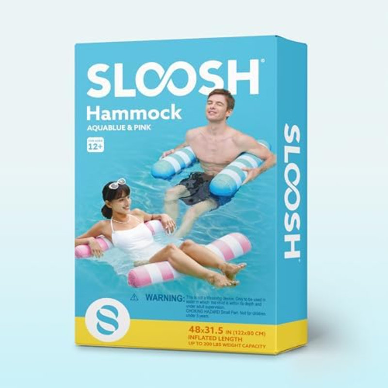 Ensemble de 2 flotteurs pour hamac pour adultes, 4 dans 1 piscine gonflable multi-usages pour piscine, Bleu / Rose