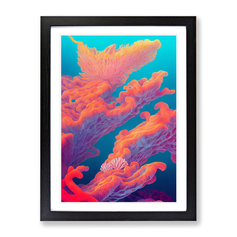 The Beauty Of Coral Reef - Single Picture Frame Print, Black Framed, 64cm H x 46cm W x 2cm D