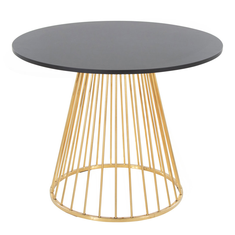 Table de salle à manger contemporaine en métal doré et noir, Noir / doré