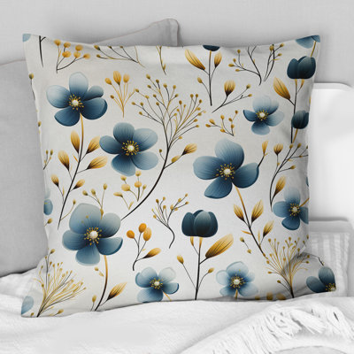 Motif floral de pétales de fleurs bleues - Coussin décoratif imprimé floral