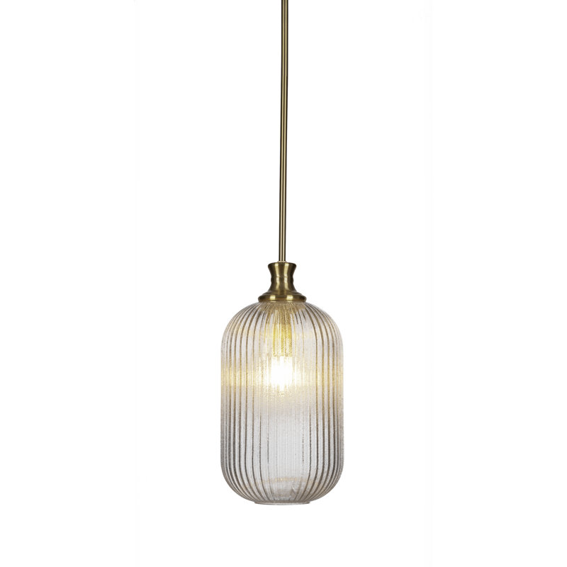 Luminaire suspendu 1 lumière Carina, H 15,5 po x l 8,25 po x P 8,25 po, Laiton New Age