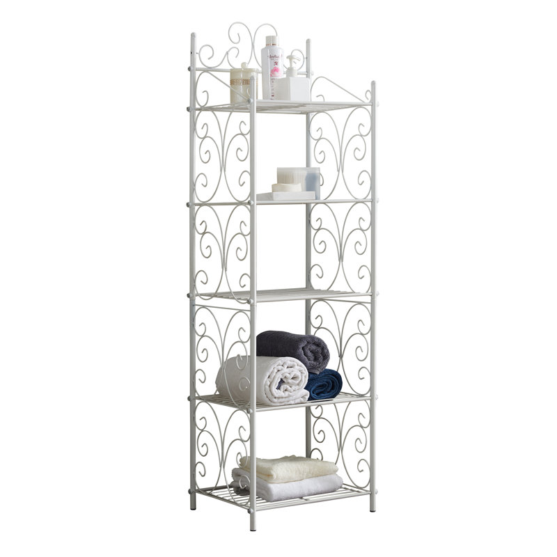 Auvianna 5 Tier Bathroom Storage Shelf, Freestanding Bookshelf Shelves for Bathroom, Living Room & Kitchen, White