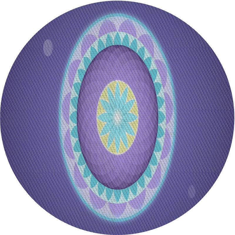 Tapis mauve à métier motorisée, Rond 3 pi