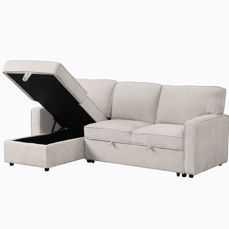 Canapé-lit modulaire avec espace de rangement U_STYLE Upholstery, Polyester beige