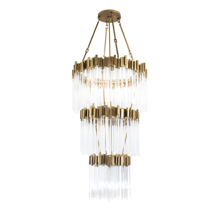 Lustre 18 lumières 3 niveaux Matrix, Havane doré