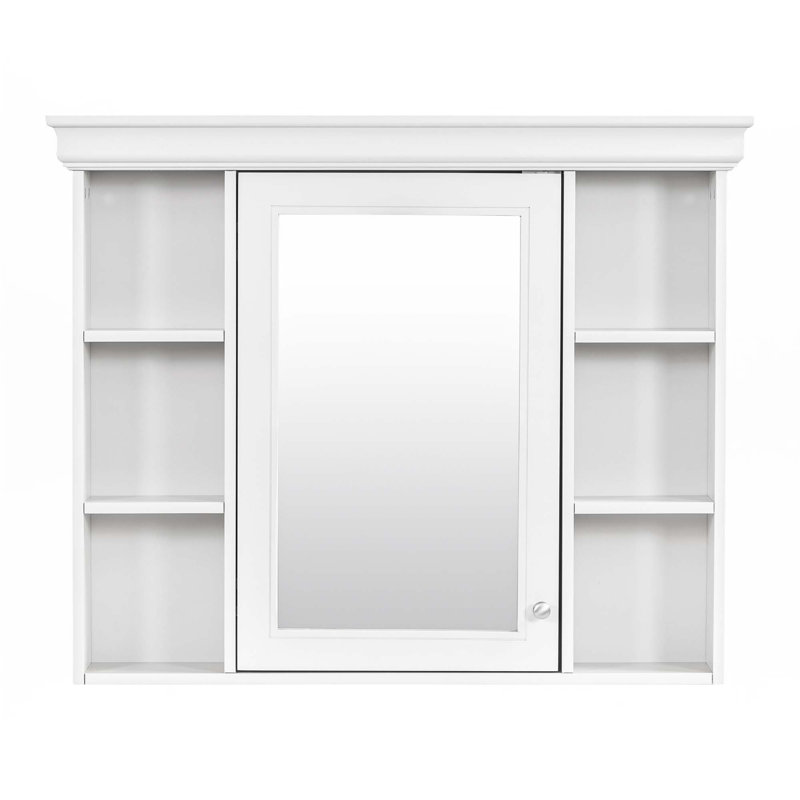Armoire de rangement murale avec porte miroir, Blanc