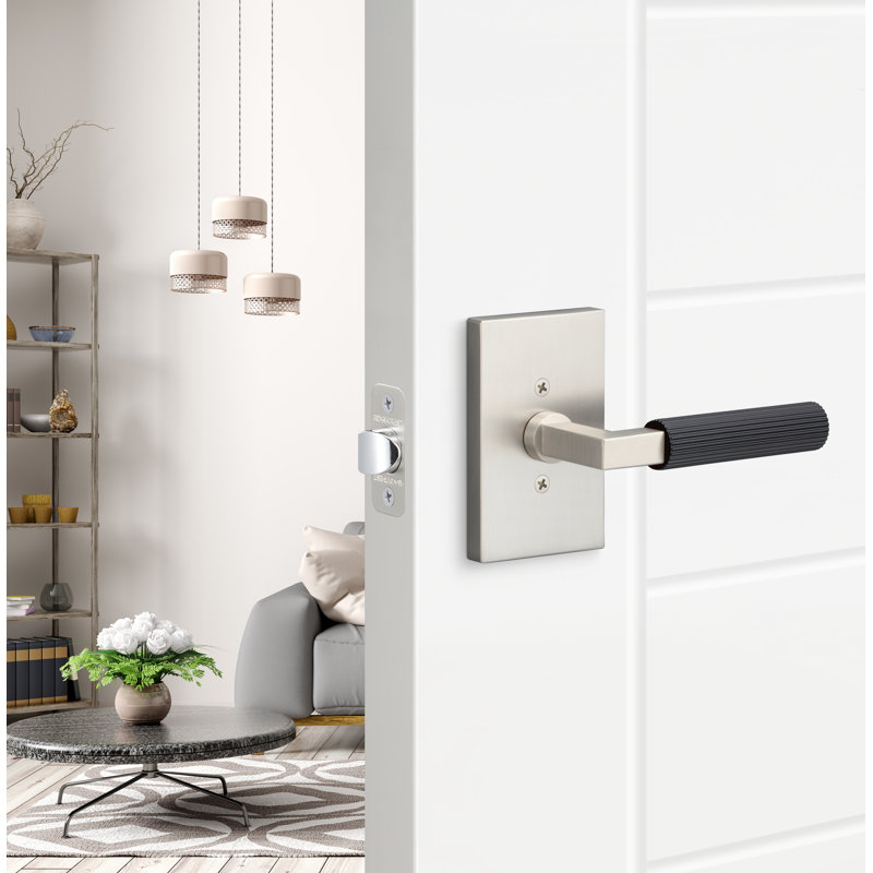 Levanto Passage Rosette, Straight Knurled Grip, Satin Brass/Satin Nickel