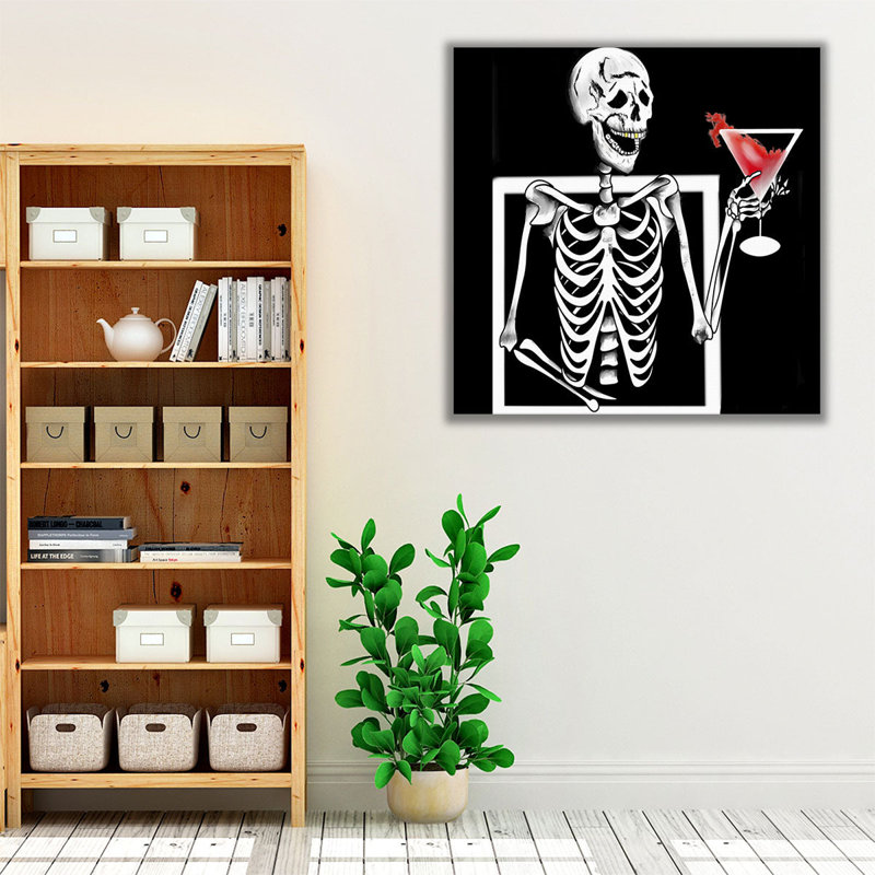Drôle de squelette - reproduction d'art sur toile, H 40 po x l 40 po