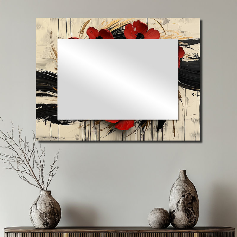 Coucher de soleil aux nuances de couronne de fleurs abstraites II - art mural miroir floral - imprimé sur métal