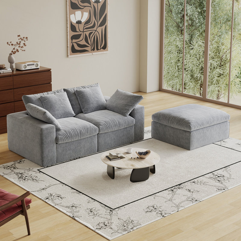 Canapé modulaire modulaire, Gris clair, H 39,37 po x l 79,13 po x P 78,74 po, 2