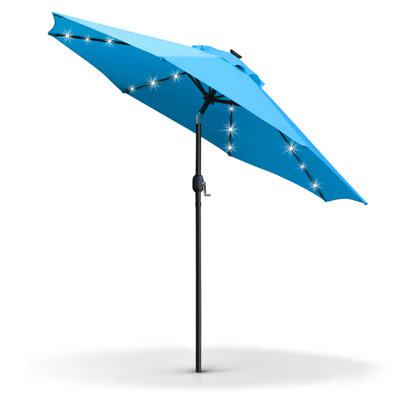 Balkar 9 ft Solar LED Lighted Patio Umbrella with Tilt and Crank