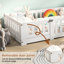 Kids Premium Wooden Bed Frame with Safety Fence-133343572