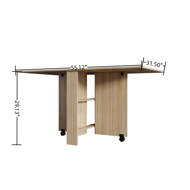 Table de cuisine pliante - Table de salle à manger multifonctionnelle sur roulettes avec rangement