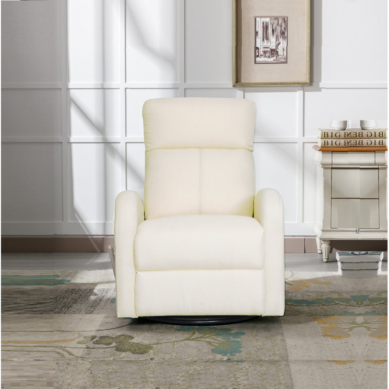 Gardin Upholstered Swivel Reclining Glider, Light Beige