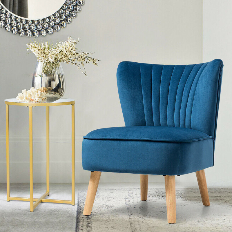 Tocco Velvet Slipper Chair, Blue Velvet