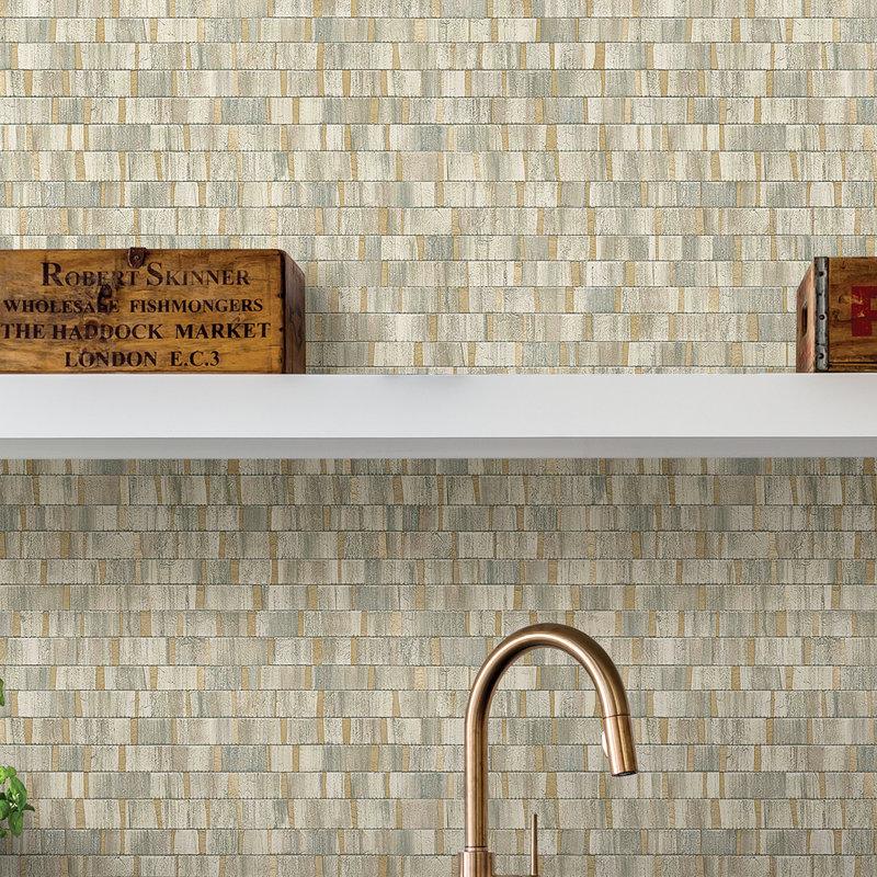 Forhad  10.06m x 52.07cm Distressed Finish Wallpaper Roll, Gold