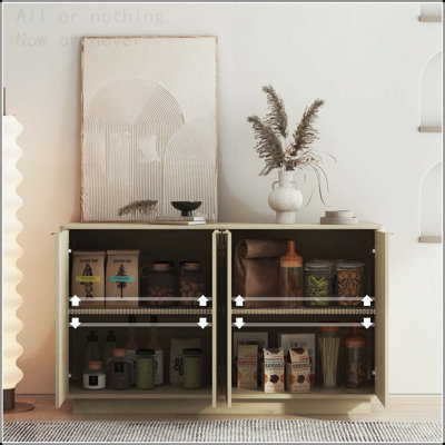 Fluted Sideboard Buffet Cabinet with Adjustable Shelves