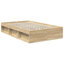  Bed Frame With Headboard Brown Oak 75 X 190 Cm Solid Pine Wood-30189509-30189516