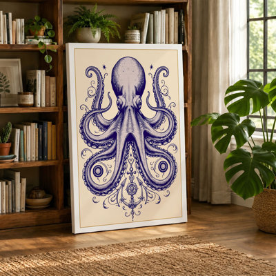 Symmetrical Octopus Japandi - Wrapped Canvas