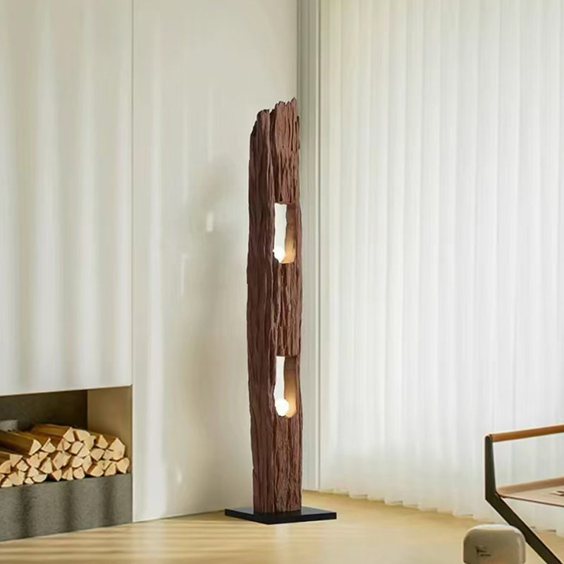 Lampe sur pied en bois de style zen